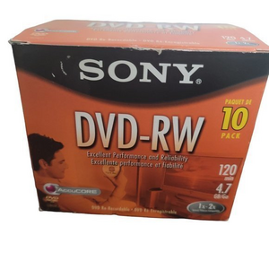 Sony 10DMW47SS‎ 2X 4.7 GB DVD-RW Disc 10-Pack